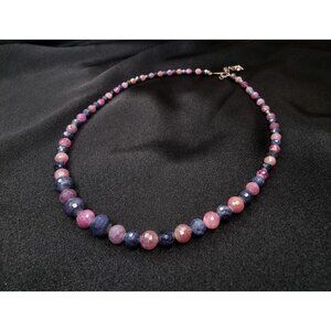 Rare Find Graduated Ruby & Sapphire Bead Jay King Mine Finds Sterling  Neckalce